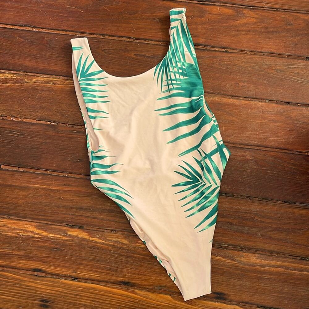 Aerie scoop back palm print high cut one piece swimsuit sz S